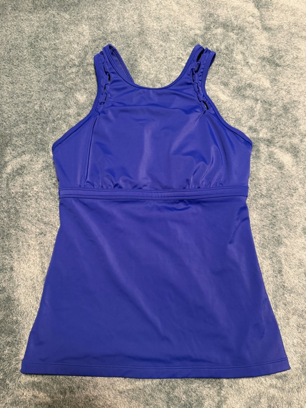 Athleta High Neck Bra Cup Loop Tankini Size 36D/DD Royal Blue